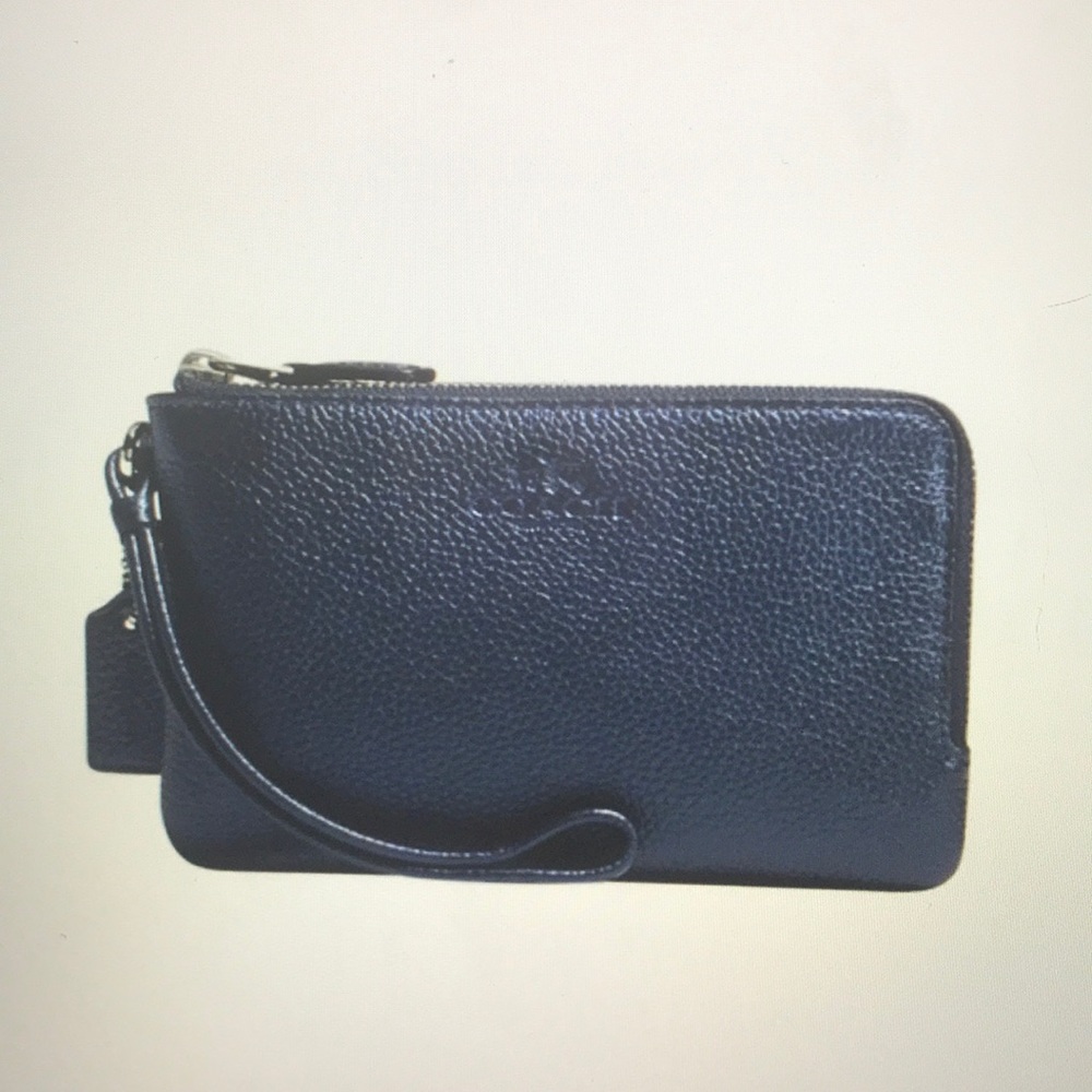 Coach F66505 IMBLK Midnight Leather Wristlet